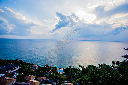 椰树沙滩海水苏梅岛半山风景背景