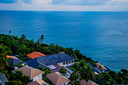 椰树沙滩海水苏梅岛酒店海景房背景