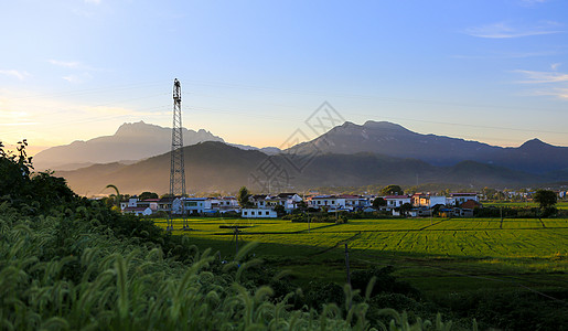 晚霞风景田园晚景背景