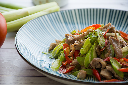 芦笋炒肉丝美食白笋高清图片