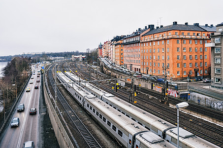 瑞典斯德哥尔摩铁路列车背景图片