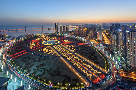 大连鲍城市灯光夜景背景