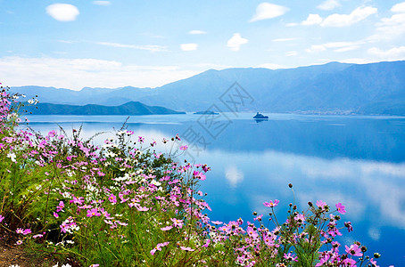 泸沽湖风景云南丽江泸沽湖背景