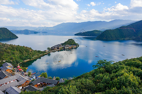 云南丽江泸沽湖背景