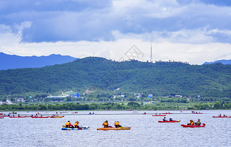 丽江洱海丽江拉市海划船背景