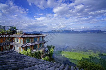 海水背景大理洱海客栈背景