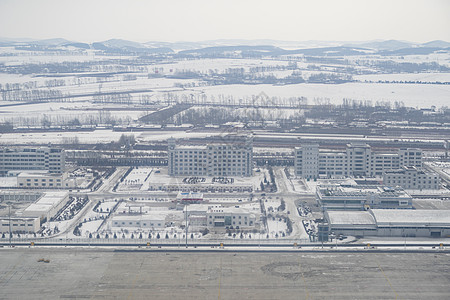 航拍吉林长春雪景背景