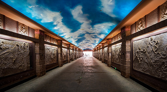 地下长廊式展厅新疆吐鲁番火焰山景区地下长廊展厅背景