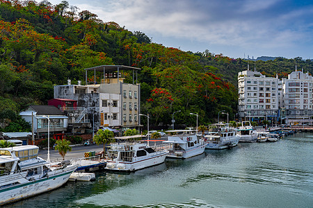 台湾高雄全景高雄港口西子湾背景