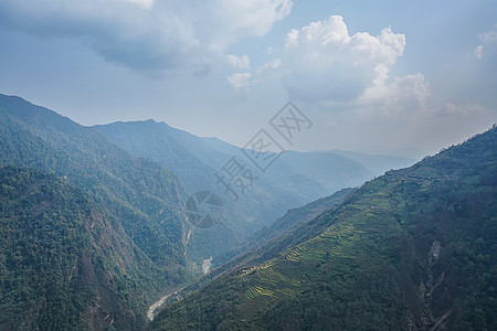 尼泊尔ABC徒步山路风光风景背景图片