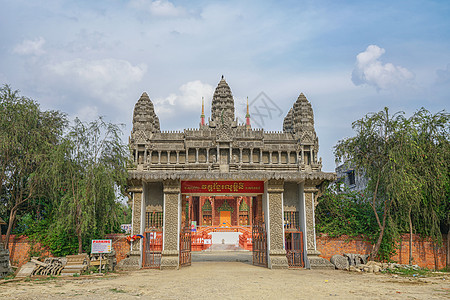 柬埔寨式寺庙尼泊尔蓝毗尼柬埔寨佛教寺庙背景
