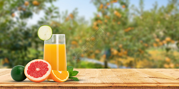 橘子切面橙汁设计图片