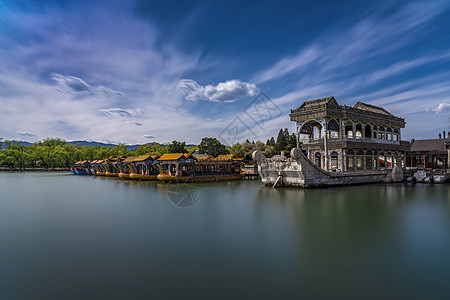 园林石颐和园石船背景