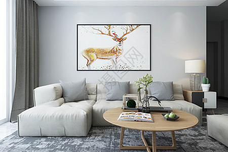 客厅设计北欧鹿背景海报高清图片