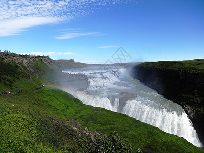 北欧景色冰岛黄金大瀑布背景