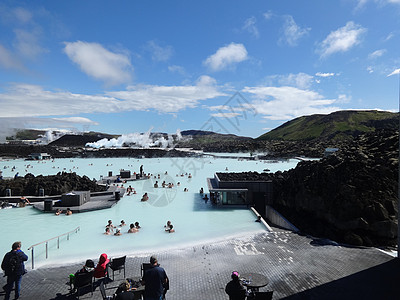 火山温泉冰岛著名的蓝湖温泉背景