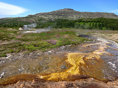 冰岛温泉冰岛地热水析出的硫磺背景
