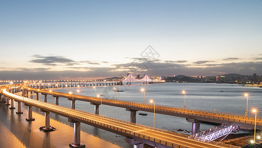 星科技现代城市大连星海湾跨海大桥夜景背景