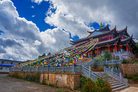 彩色格桑花背景云南丽江泸沽湖背景