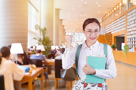 看书的女生图书馆学习设计图片