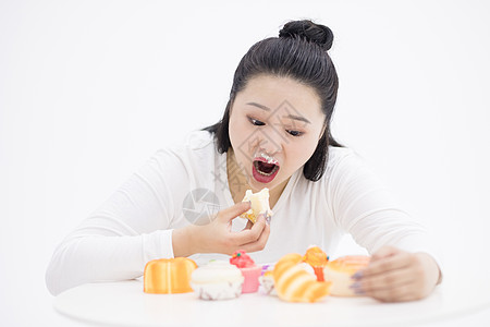 模物吃甜食肥胖背景