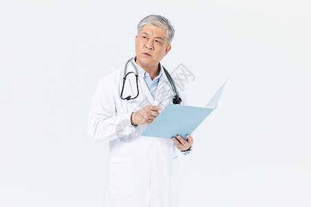男性健身老年男性医生文件夹形象背景