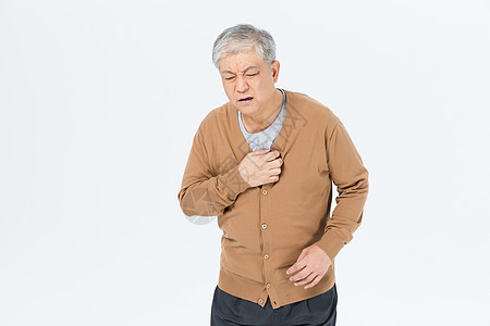 老年男性胸口疼形象背景图片