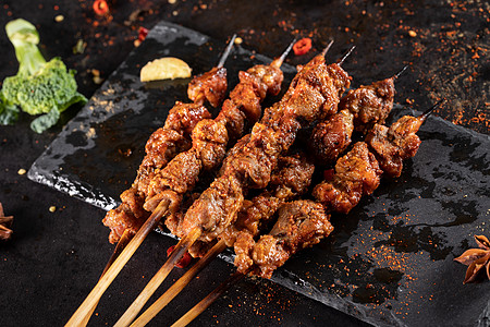 烧烤羊肉串夏季美食椒麻鸡高清图片