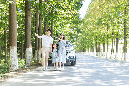 人台一家人出行背景