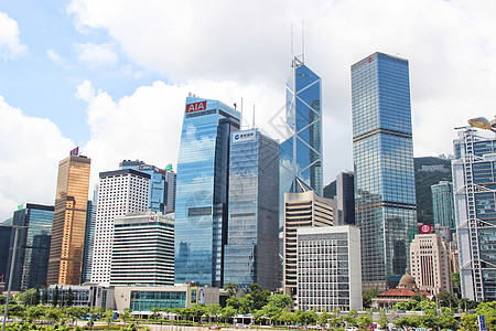 水池景观香港中环背景