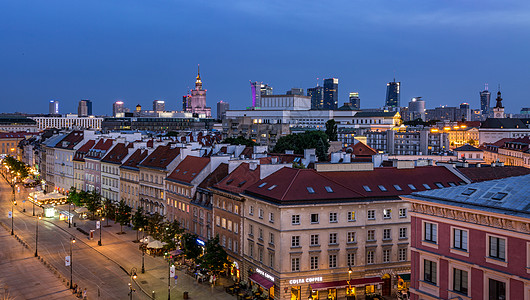 波兰首都华沙建筑风光夜景图片