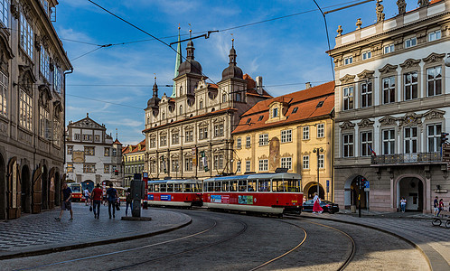 欧洲旅游名城布拉格城市观光有轨电车图片