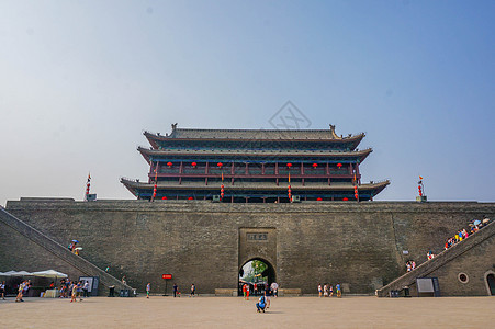 古建筑门西安城墙背景