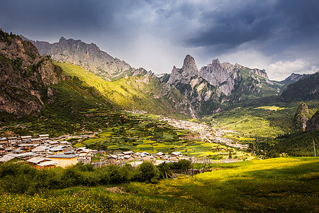 乡村田园甘南藏族自治州迭部仙境扎尕那背景