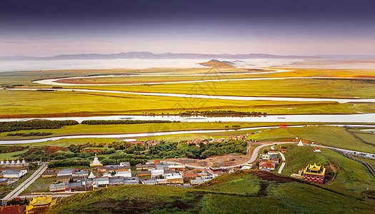 房屋草地若尔盖县唐克黄河第一湾背景