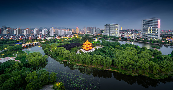 公园景观沂蒙邻水生态小城沂水城市湿地鸟瞰景观背景