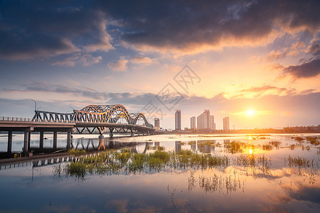 沂蒙邻水生态小城沂水跨河桥梁景观背景图片