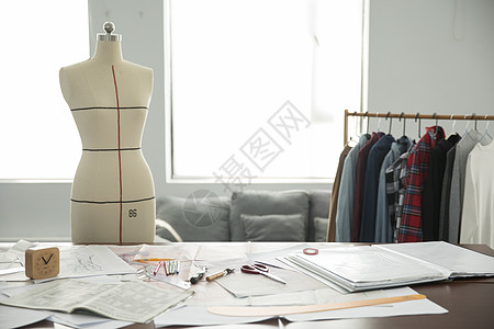 裁缝工具服装设计师工作环境背景