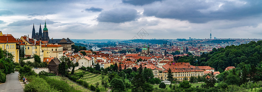捷克布拉格恢宏的城市全景图图片