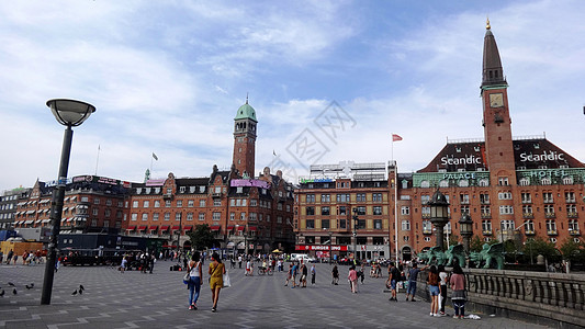 北欧城堡丹麦哥本哈根街景背景