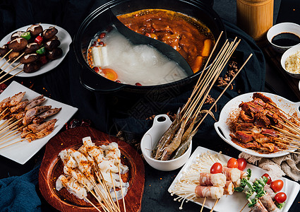 餐饮排版串串火锅背景