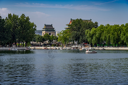 手绘夏什刹海前海背景