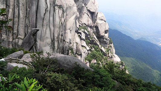 蓬莱松天柱山风光鹦哥石背景