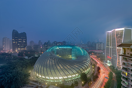 北京市特色地标凤凰中心夜景俯瞰背景