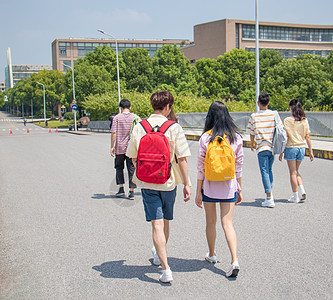 书包背影男生女生校园青春背景