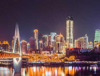 科技感空间背景重庆市洪崖洞夜景背景