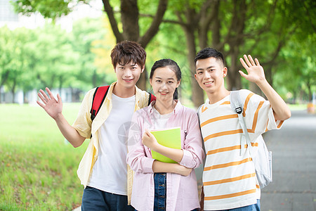 打招呼的学生学生在校园打招呼背景