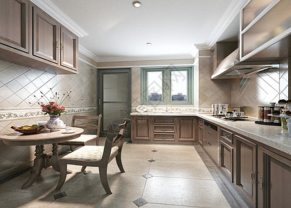 欧式复古厨房效果图高清图片