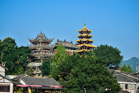 重庆磁器口吊脚楼宝轮寺古建筑图片