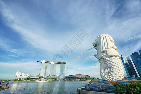 空中花园新加坡金沙鱼尾狮背景